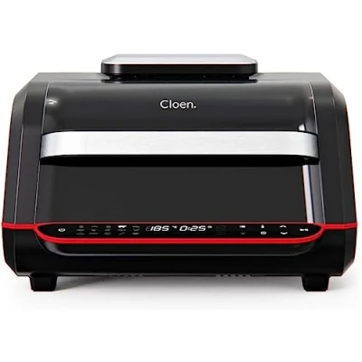Imagen de Freidora sin Aceite 7L, 1700W, de Aire,18 Funciones, 8 Dispositivos en 1, Panel Led Táctil, Modo Manual. Doble uso: con Cesta o Plancha Grill. Tamaño Familiar .Sin BPA. Foodie Fryer by Cloen