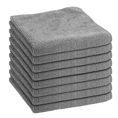 Imagen de Wisebom Paño de Limpieza Microfibra, 8 Unidades paños Microfibra Uso General, sin Rayas, tamaño 30 x cm (Gris)