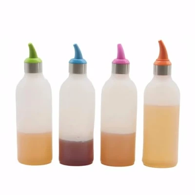Imagen de Lancoon Botellas de Plástico Paquete 4 Transparentes Dispensadores Rellenables para Ketchup Mostaza Vinagre Salsas Aceite Sin BPA KT30