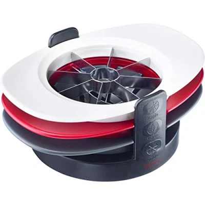 Imagen de Westmark Cortador de manzanas/tomates/mangos, 3 en 1, Multifuncional, Apilable, Con bandeja corte/Soporte almacenamiento, Plástico/acero inoxidable, Tutti Frutti, Rojo/antracita/blanco, 51142260
