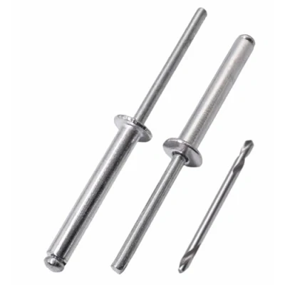 Imagen de SKIR&#039;CO 80 remaches ciegos de aluminio 4,8 x 30 mm, mandril acero, pop, cabeza cúpula, DIN 7337, broca incluida