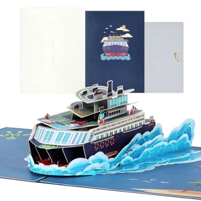 Imagen de joyoldelf Tarjeta Felicitacion Viajar Pop Up Postal CumpleañOs 3D, Despedida, Regalos Para Viajeros, Atracciones Famosas Visitar, Ideal Amigos, Salidas, Jubilacion (Cruceros)