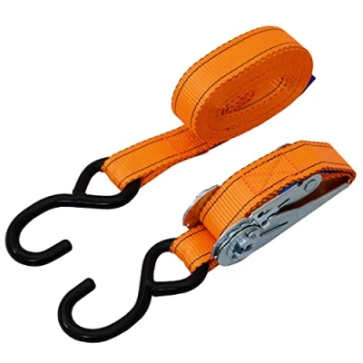 Imagen de Petex 43192735 Correa ajustable de 2 piezas, 5 m, 25 mm, gancho en S, 350/700 Dan, Naranja
