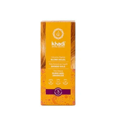 Imagen de khadi rubio miel AMANECER tinte natural, coloración para cabello de brillante a sol fuerte y veraniego, color 100% vegetal vegano, cosmética natural certificada, 100g