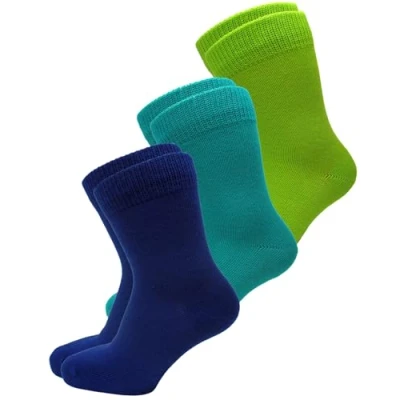 Imagen de vitsocks Calcetines Finos 98% ALGODÓN Suave Infantiles (3 PARES) Talla 23 34 Niño Niña, verde azul turquesa, 31