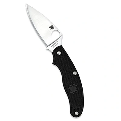 Imagen de Spyderco Pen Knife Leaf Shape glatte Klinge UK Cuchillo Plegable con Forma de Hoja, Unisex Adulto, Negro, 7,62 cm