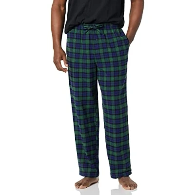 Imagen de Amazon Essentials Pantalón de Pijama en Franela (Disponible Tallas Grandes y Largos Especiales) Hombre, Azul Real Verde Tartan Plaid, XL