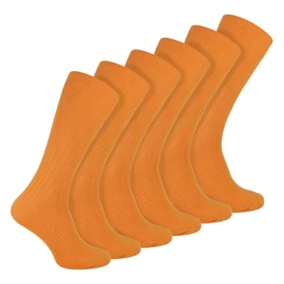 Imagen de Paquete múltiple de 6 pares Calcetines vestir acanalados para hombre Sock Snob algodón transpirables, naranja, 11