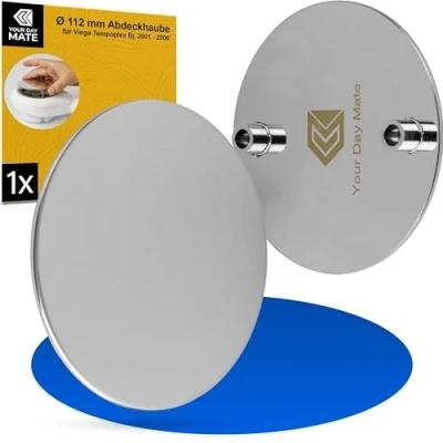 Imagen de Cubierta para desagüe de ducha, diámetro 112 mm, compatible con Viega Tempoplex 2001 2006, sustituye al modelo 6958.99, acero inoxidable, plato ducha dos tornillos, orificio