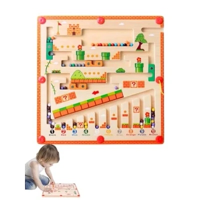 Imagen de Juegos Magnetico de Madera, Laberinto Magnético, Juguetes Educativos Mesa Montessori, Juego para Aprendizaje Números y Colores, Niños 3 a 12 años.