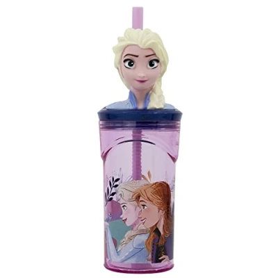 Imagen de Stor Vaso Infantil Reutilizable con Pajita y Tapa figurita 3D Capacidad de 360 ml Frozen
