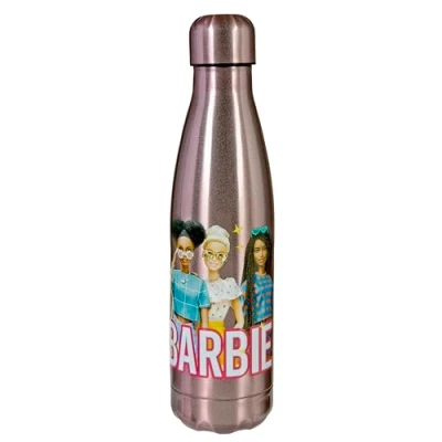 Imagen de Undercover Termo Barbie Para niños Aislamiento de doble pared al vacío 450 ml A prueba fugas Acero inoxidable Rosa y purpurina niñas