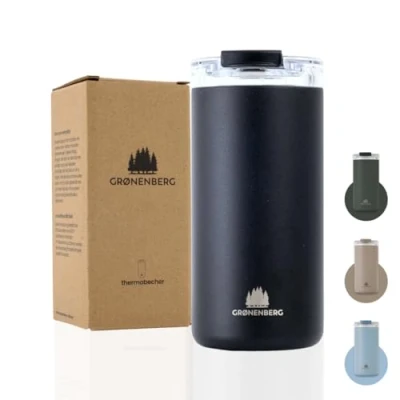 Imagen de Groenenberg Taza termo cafe 473ml para llevar 100% a prueba De fugas Caliente al menos 4 horas acero inoxidable reciclado