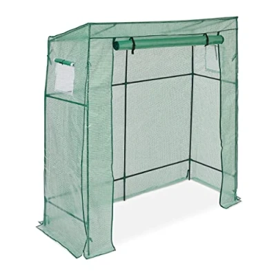 Imagen de Relaxdays Invernadero Tomates, Cubierta PE, 197x197x77 cm, Vivero Techo Inclinado, Puerta Cremallera y 2 Ventanas, Verde