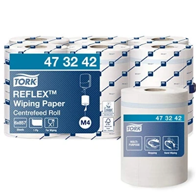 Imagen de Tork 473242 Papel de secado Reflex/Advanced / 1 capa/Paños limpieza compatibles con el sistema M4 6 bobinas x 300 m largo/color blanco