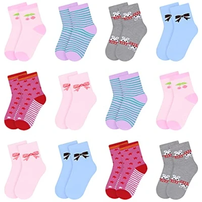 Imagen de L&amp;K II 12er calcetines de niña algodón para niños pequeños con patrón lindo zapatillas coloridos 2808 31 34