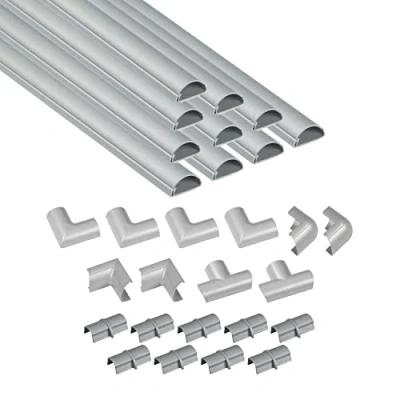 Imagen de D Line Mini 3015A 400, Canaletas adhesivas para cables, Solución organizar, proteger y cubrir cables 10x 30mm (anch.) x 15mm (alt.) 40 cm longitudes (4 metro) Efecto Aluminio