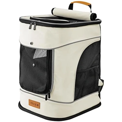 Imagen de Cadoca Mochila de tranporte Beige para Mascotas con Correa y cinturón máx 12Kg anatómico Acolchado