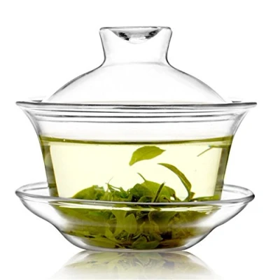 Imagen de Mozentea Gaiwan Juego de té cristal 150 ml, ceremonia tradicional china Kung Fu