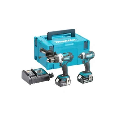 Imagen de Makita combo DHP458 + DTD152 DC18RC BL1850Bx2, 18 V, 2 x 5 Ah Li Ion Martillo Drill/Impact Driver Kit, 1 pieza, dlx2145tj, 600 W, Azul y Plateado