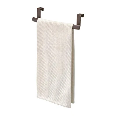 Imagen de iDesign Axis toallero curvado para paños de cocina, perchero puerta pequeño en metal, sin taladro, bronce