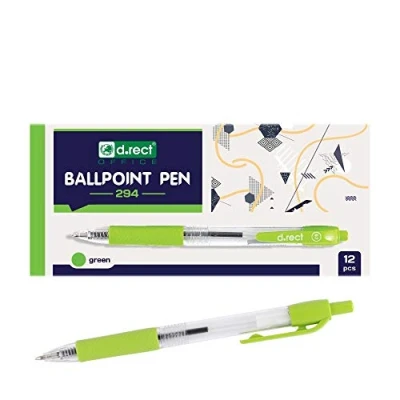 Imagen de D.RECT 294 bolígrafos con mango ergonómico de goma para oficina y hogar, grosor trazo 0,7 mm, 12 unidades, color verde