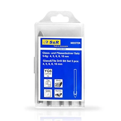 Imagen de S&amp;R Juego de 5 Brocas para Azulejos, Cerámica, Cristal: 4,5,6,8,10 mm …