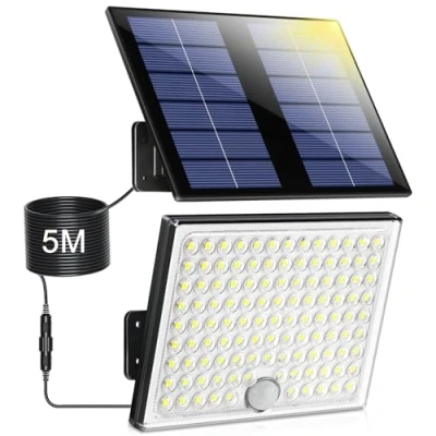 Imagen de Realky Lampara Solar Exterior con Sensor de Movimiento, 113 LEDs 2000mAh 4 Modes, Potente Foco LED para Jardin Cable 5 m, 1 pieza