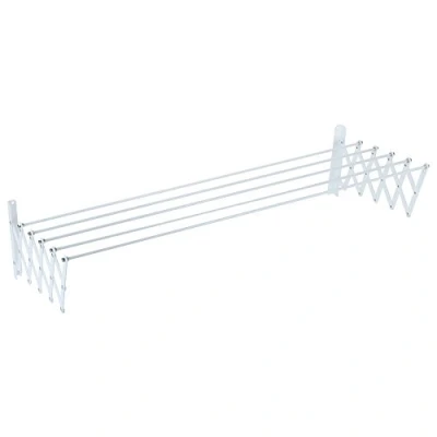 Imagen de Sauvic Tendedero Extensible con fleje Acero plastificado Blanco y 5 Varillas de 120 cm.