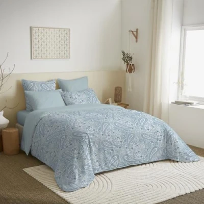 Imagen de UNIVERSDECOR Juego completo de 6 piezas, funda nórdica reversible para cama 180 x 200 cm, tamaño King (paquete cachemira azul)