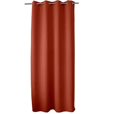 Imagen de Enjoy Home Basic Cortina Opaca con 8 Ojales Plateados, diámetro de 4 cm, 100% poliéster, Certificado Oeko Tex, 140 x 240 Color Terracota