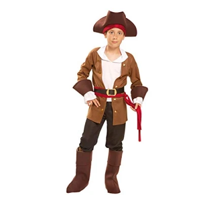 Imagen de My Other Me Disfraz Pirata Niño, Capitan Garfio Jack Sparrow, Talla 5 a 6 Años, Diseños Únicos para Halloween, Carnaval, Fiestas de Cumpleaños, Traje Corsario Bucanero, Color Marrón