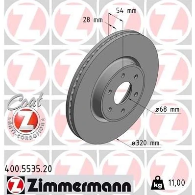 Imagen de ZIMMERMANN 400.5535.20 Disco de freno 320 28 6/6 6 114 ventilación interna revestido MERCEDES BENZ: Clase X Caja/Chasis