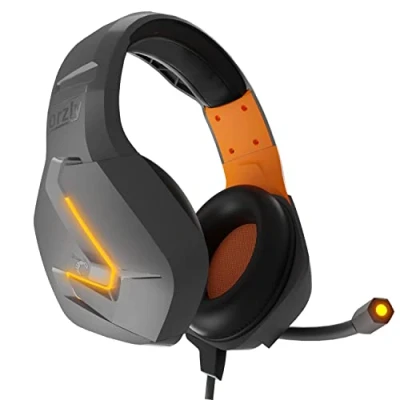 Imagen de Orzly Auriculares Gaming Compatible con PS5, PS4, PC, Xbox, Nintendo Switch, microfono, Sonido Premiun RGB Luz LED, cancelación de Ruido Hornet RXH 20 Vesuvius Edicion