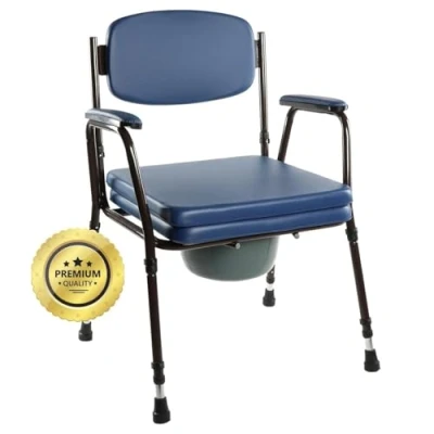 Imagen de OrtoPrime Silla WC Inodoro Acolchada Orinal PORTÁTIL Regulable Váter portátil con Bidet Acoplable de Baño para Ancianos Geriátrica CÓMODA y Resistente