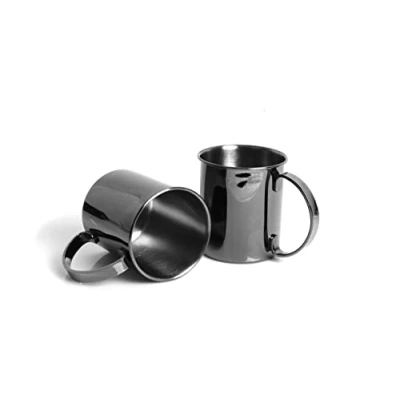 Imagen de Echtwerk Juego de 2 vasos irrompibles cobre en acero inoxidable Ideal para ginebra, vodka, cerveza y bebidas frías Estuche regalo Edición negro 1000 ml