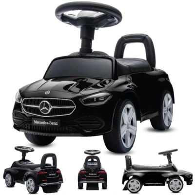 Imagen de sun baby Coche de Empuje Mercedes C Class, para Niños a Partir 1 año, Volante con Audio, Asiento Respaldo, Espacio portaobjetos bajo el Asiento, protección antivuelco (Negro)