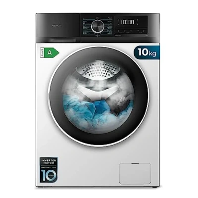 Imagen de Cecotec Lavadora 10Kg de Carga Frontal Bolero Dresscode 10500 Inverter A 1950W, 1400 rpm, Motor Plus, Bajo Consumo, 16 Programas, Lavado con Vapor, Delay Start, Blanca