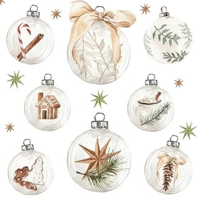 Imagen de 20 Servilletas de Navidad en bolas como decoración mesa. papel con diseño. También para decoupage y (33 x 33 cm)