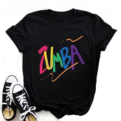 Imagen de Camiseta para Mujeres Zumba Mangas Cortas Estampadas Manga Redonda Rollo Casual Top Clases Baile Fitness Training