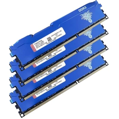 Imagen de DDR3 32GB Kit (8GBx4) 1600MHz Memoria Ram Escritorio Udimm PC3 12800 Sin ECC Búfer 1.5V CL11 2Rx8 Dual Rank 240 Pin Módulo de Actualización Memory para PC Sobremesa (Azul)