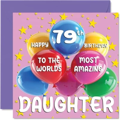 Imagen de Tarjeta de cumpleaños número 79 para hija La más increíble del mundo feliz mamá papá, 145 mm x mm, años setenta y nueve tarjetas felicitación