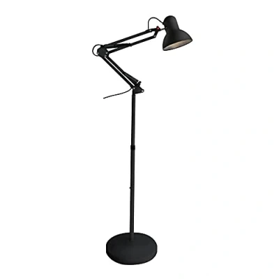 Imagen de wonderlamp Lámpara de Pie articulada Avati, Negro, Altura regulable, Cuerpo y cabezal articulable, Bombilla 1xE27