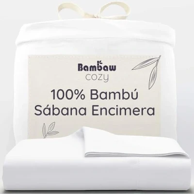 Imagen de Sabana Encimera Blanca 180x290 cm Sabanas Bambu Antiacaros Termicas Modernas 90 Bambaw