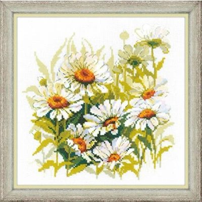 Imagen de Riolis 1765 Patrón de punto cruz, algodón, 3030 cm, diseño manzanilla, multicolor