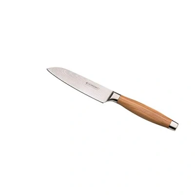 Imagen de Le Creuset Cuchillo Santoku, 13 cm, Hoja de acero damasco 18 y 8 con borde recto, Mango Madera olivo, Inoxidable, Inox, 98000213000200
