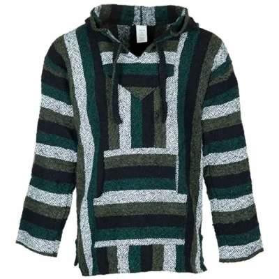 Imagen de Siesta Baja Sudadera con Capucha Mexicana Hippie Festival Jumper para Hombre y Mujer (Verde Menta, XL)