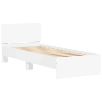 Imagen de vidaXL Estructura Cama con Cabecero, Somier de Invitados, Armazón Cama, Mueble para Dormitorio, Madera Ingeniería Blanca 75x190 cm