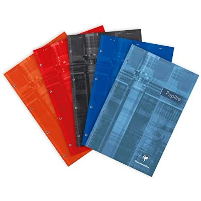 Imagen de Clairefontaine 66131AMZC Lot de 3 Blocs Pupitre Agrafés Perforés A4+ 21x31,8 cm 160 Pages Détachables Grands Carreaux Papier Blanc 90 g Couverture Carte Pelliculée Couleur Aléatoire