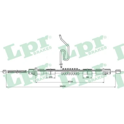 Imagen de LPR C0288B Cable de Freno Mano 1263/971 Tambor FORD: Transit Mk5 Furgón, Mk6 Camión plataforma/Chasis